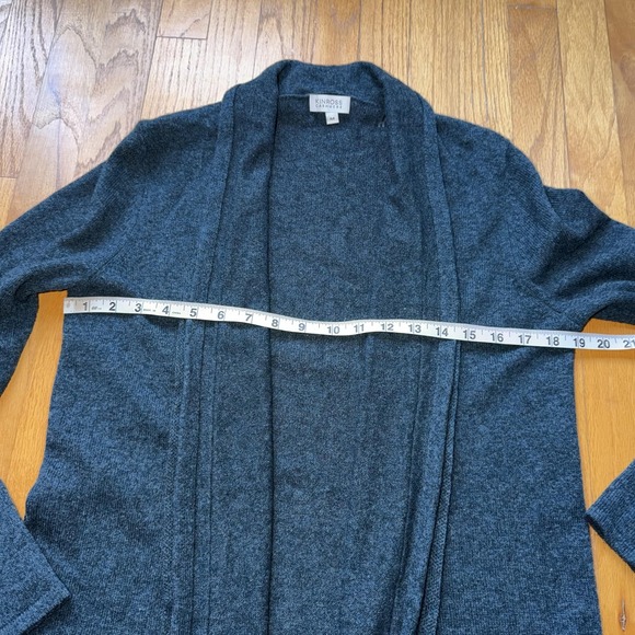 Kinross Cashmere Cardigan Sweater M Green Open Front Longline Knit Quiet Luxury - Picture 9 of 10